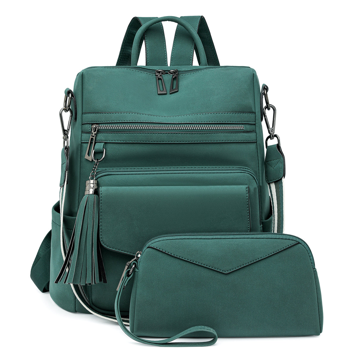 Women PU Vintage Backpack Tassel Dual-Color
