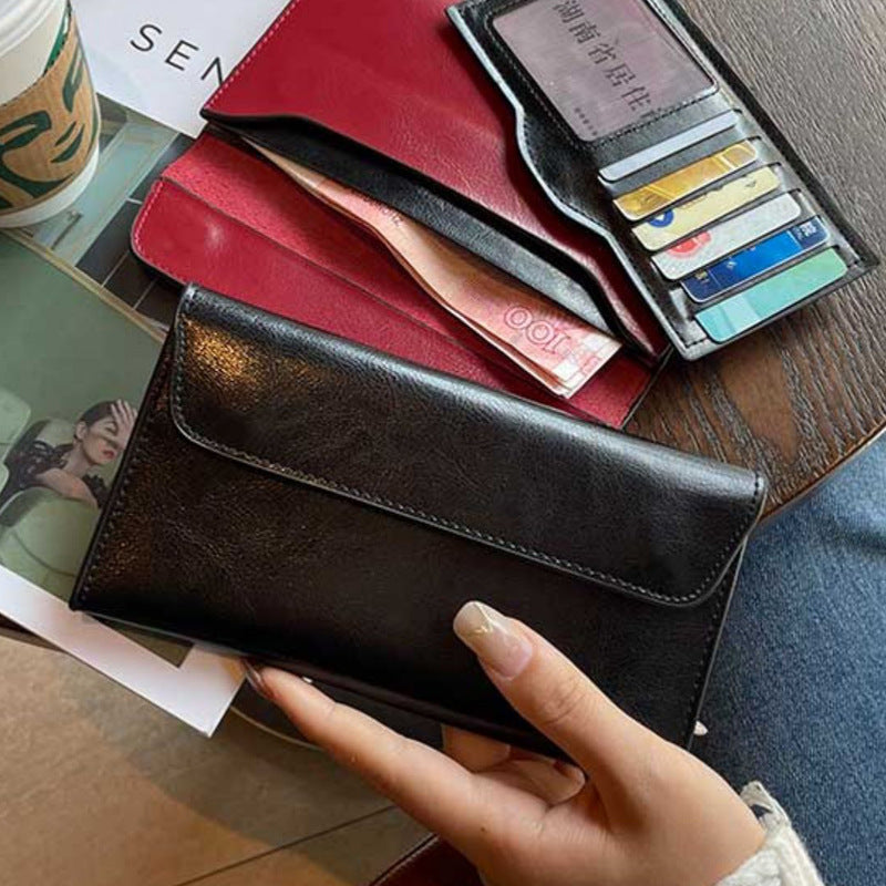 Genuine Leather Long Wallet for Women with Large Capacity