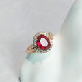 Imitation Ruby Rose Gold Plated Adjustable Crystal Ring