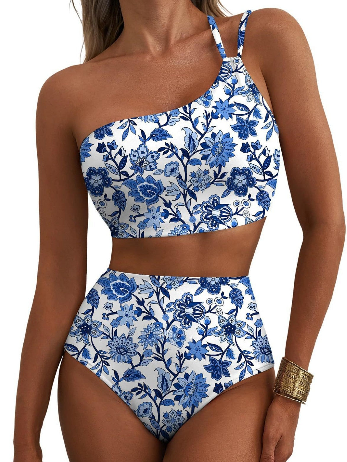 Women's Floral Print High-Waisted Bikini Set