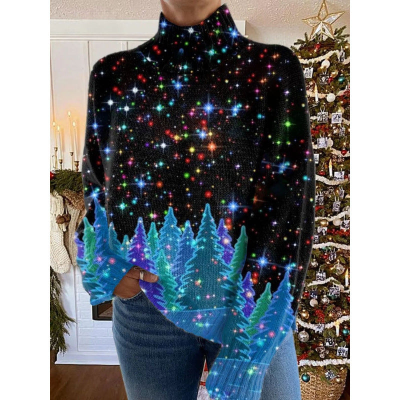Print Women's High-Neck Faux Sweater