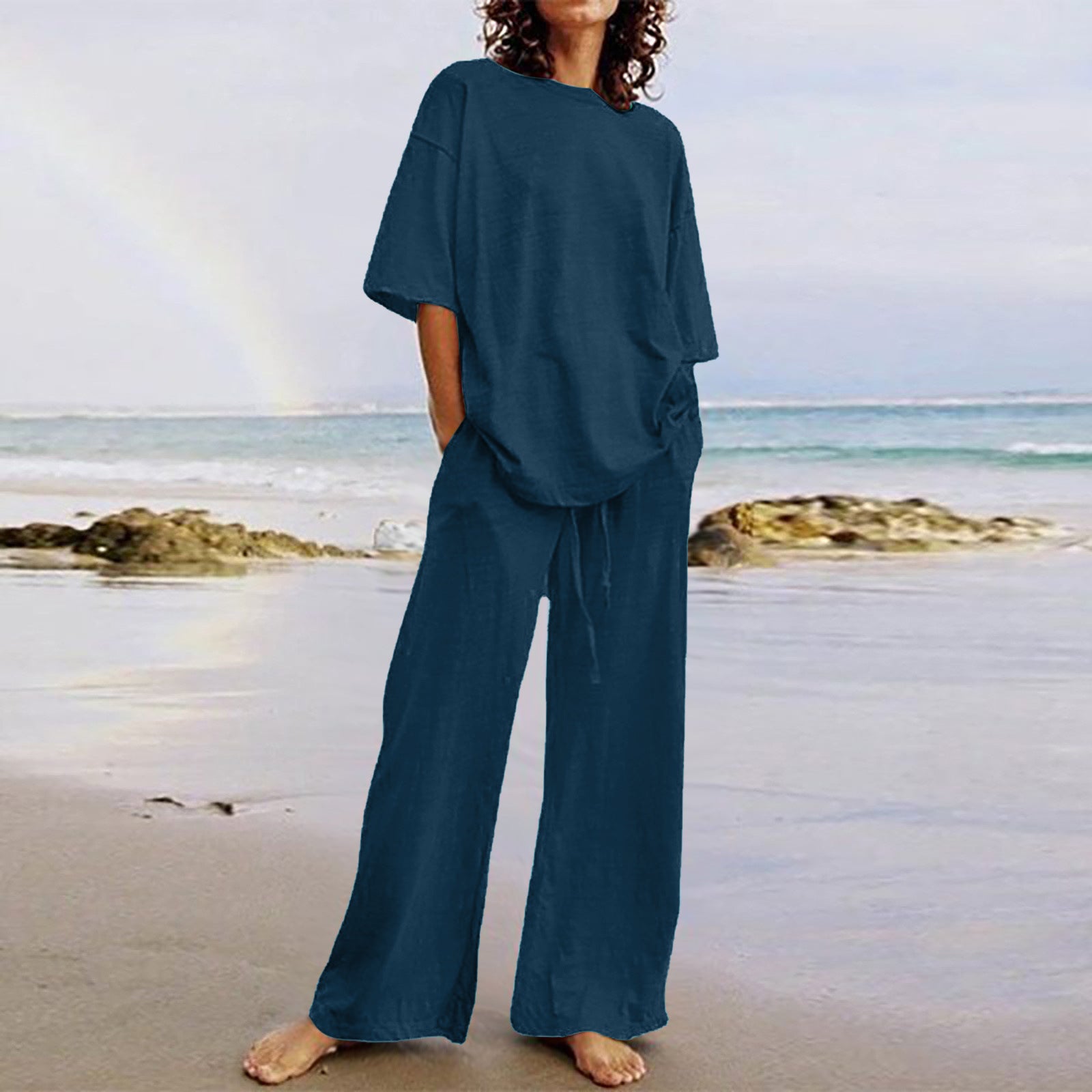 Women's Casual Two-Piece Set with Belt
