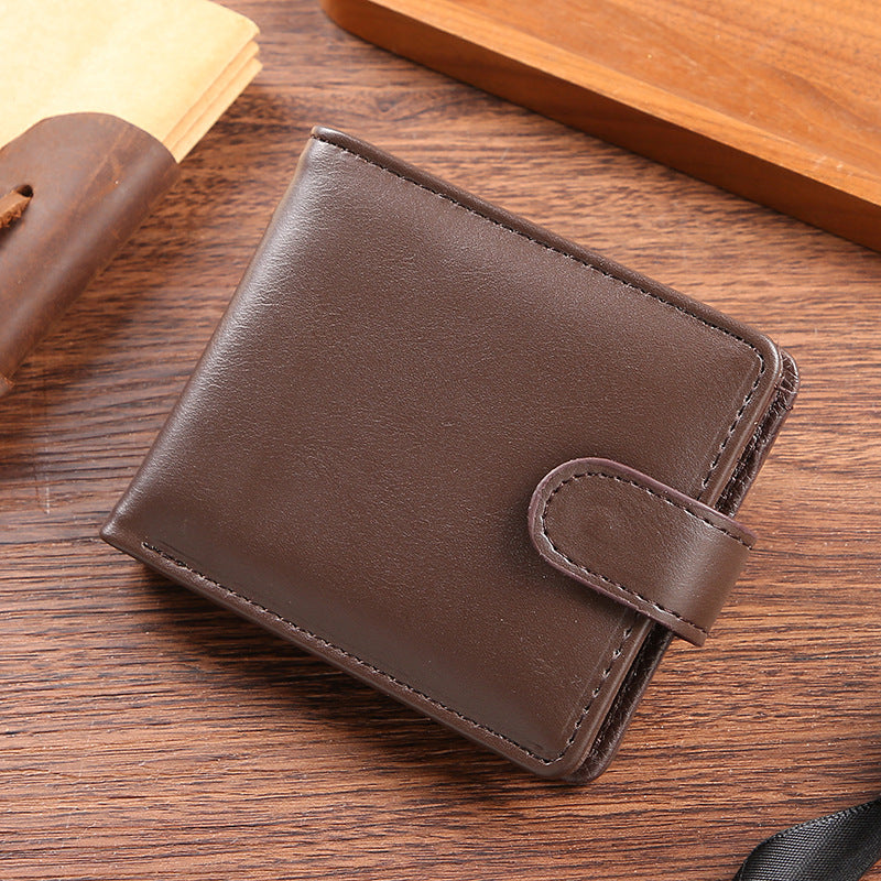 Mens Vintage PU Leather Horizontal Wallet with Zippered Coin Pocket