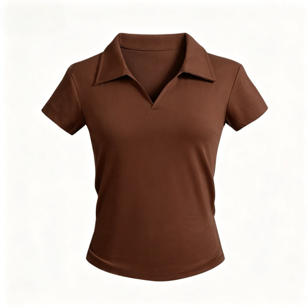 Small V-Neck,Short Fit, Waist-Cinching, Slim Fit Short-sleeve T-shirt
