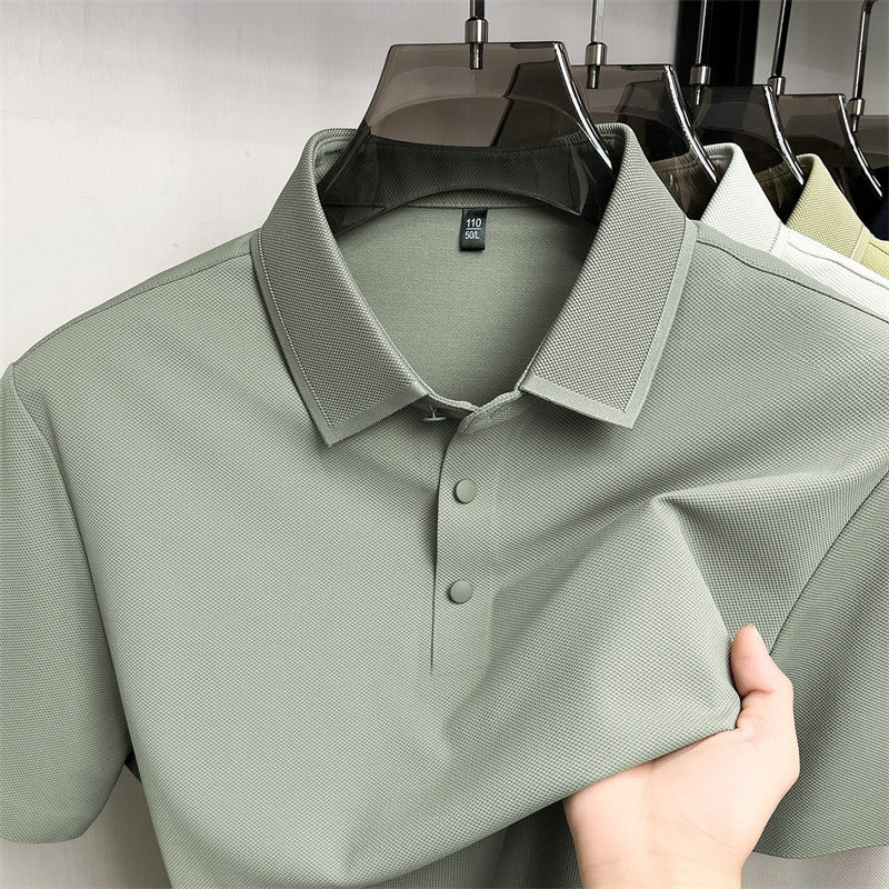 Linen Blend Cooling Mens Polo Shirt