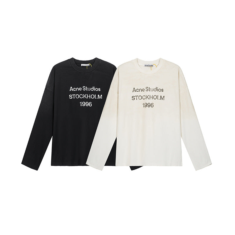 Letter-printed high street long-sleeved T-shirts for men and women