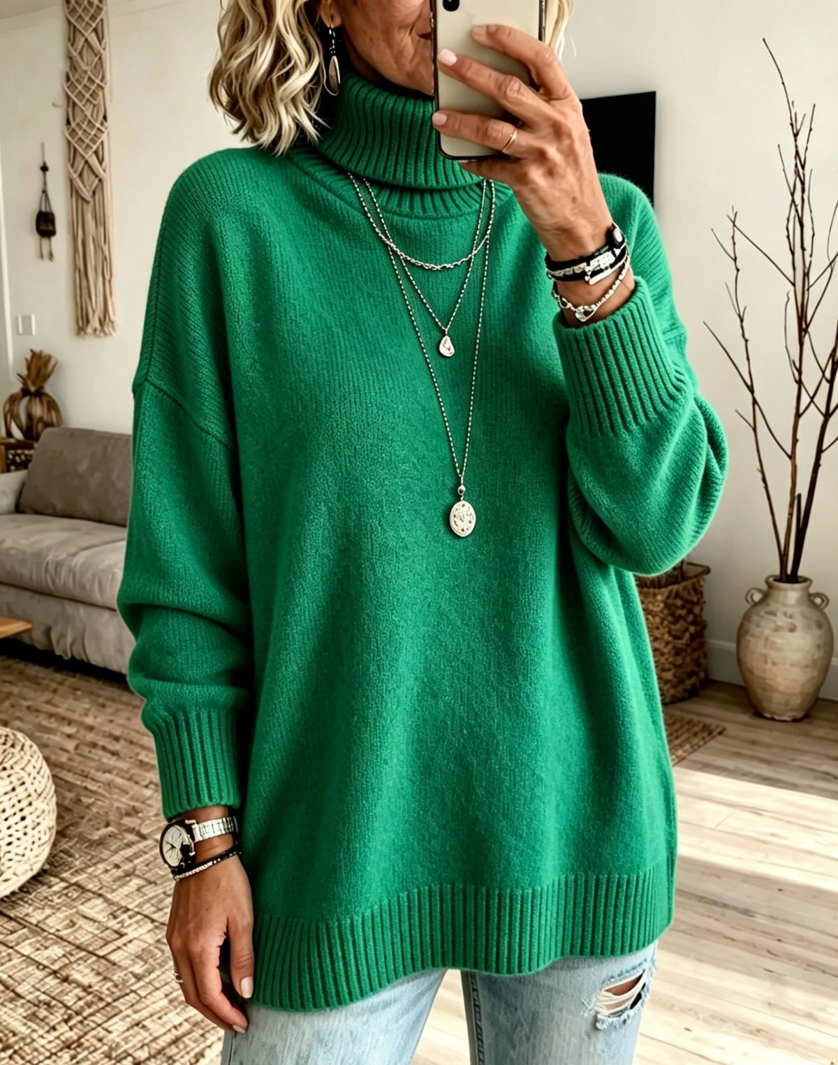 Women's High-Neck Knit Sweater