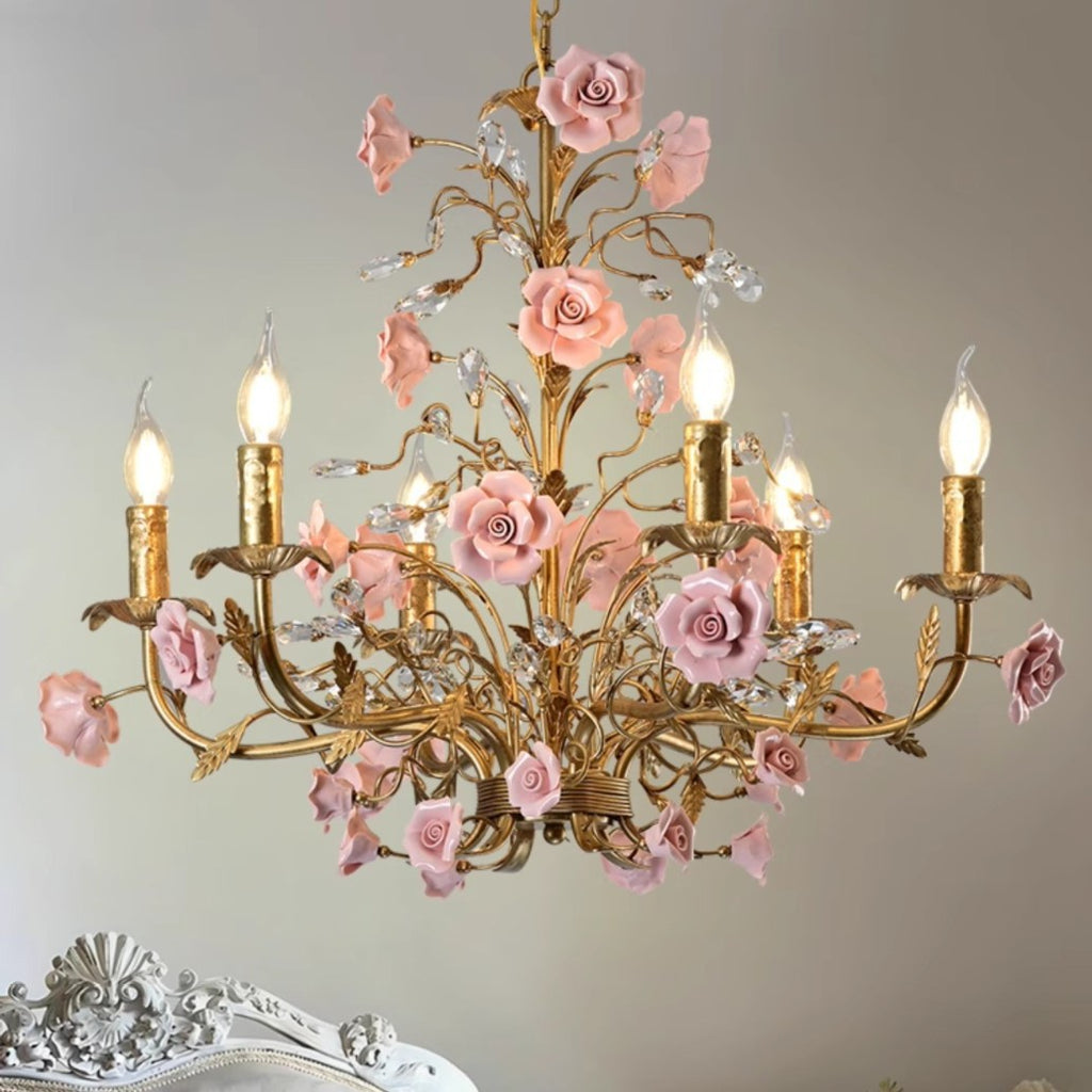 Vintage Floral Ceramic Chandelier