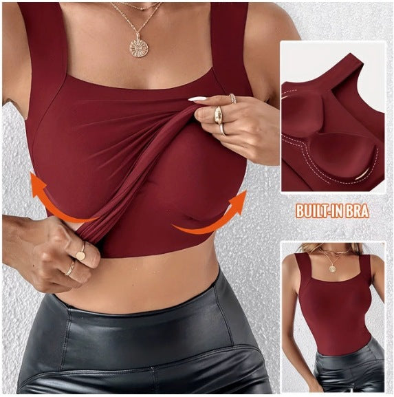 Womens Solid U-Neck Sleeveless Tank Top