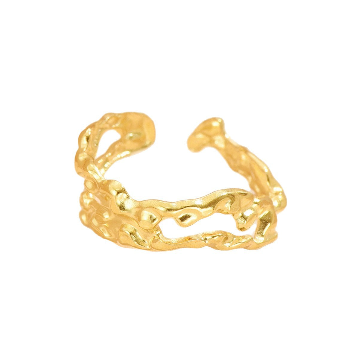 Pleated Open Ring Stainless Steel Jewelry