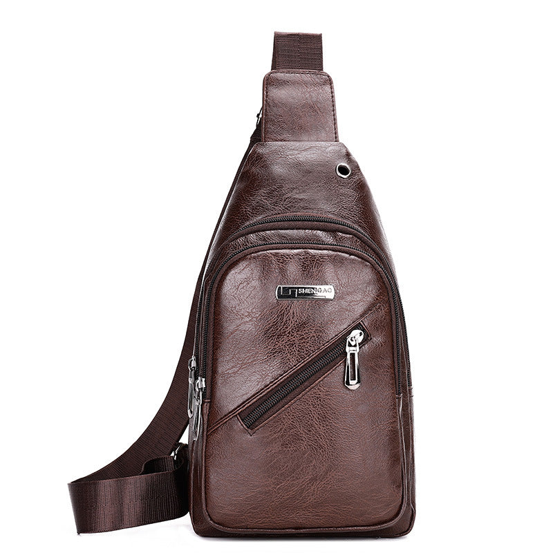Mens PU Leather Crossbody Chest Bag