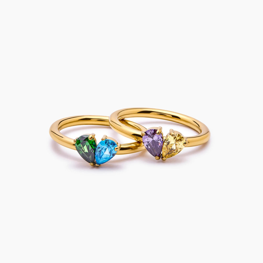 Stainless steel double-stone ring for women