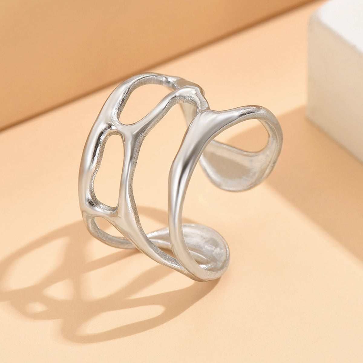 Adjustable Stainless Steel Hollow Open Ring