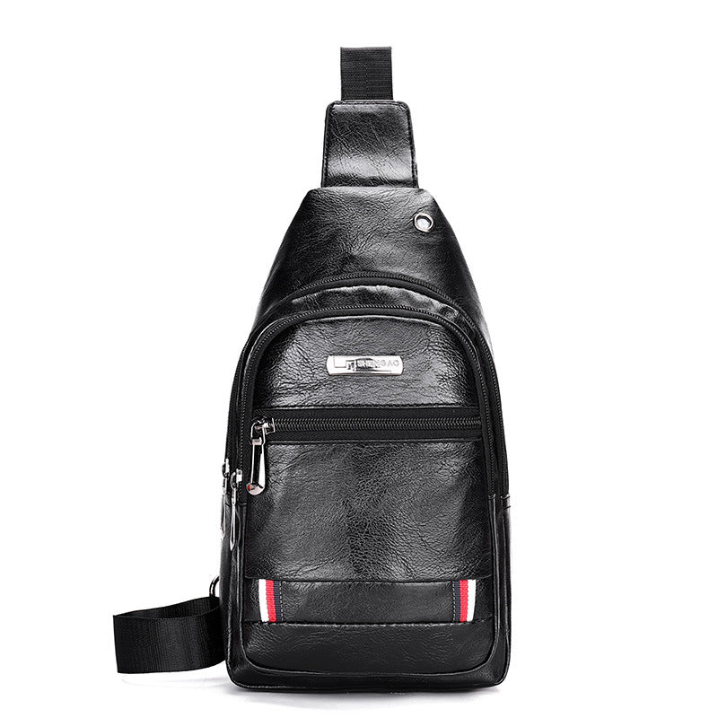 Mens PU Leather Crossbody Chest Bag