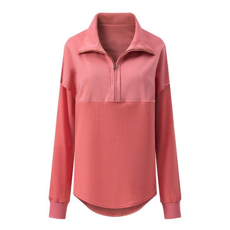 Zipper V Neck Hooded Sweatshirt