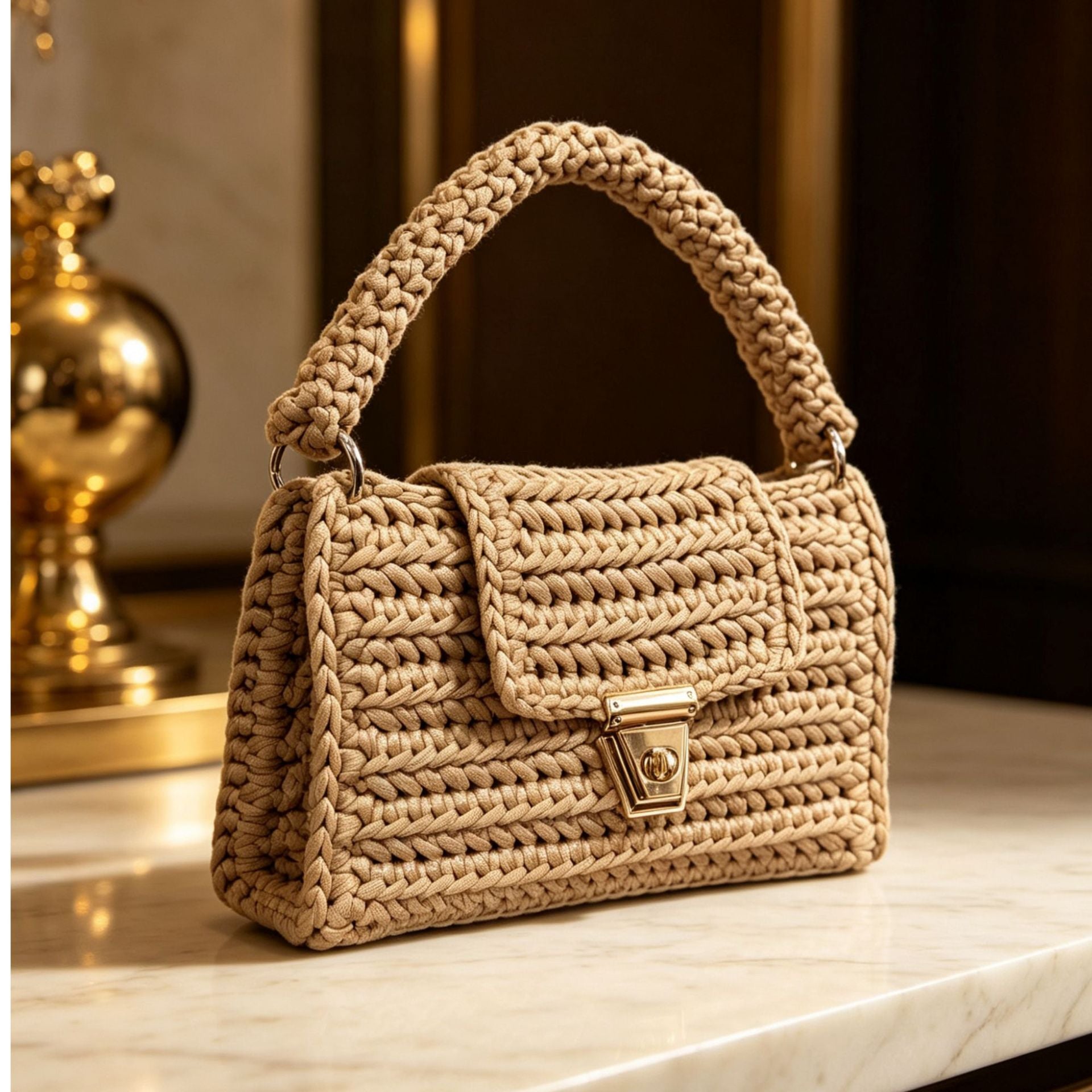 Handmade Wool Crochet Shoulder Bag