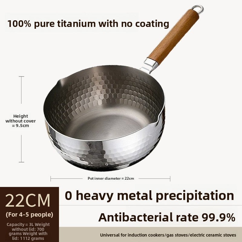 Pure Titanium Hammered Texture Cooking Pot with Steamer