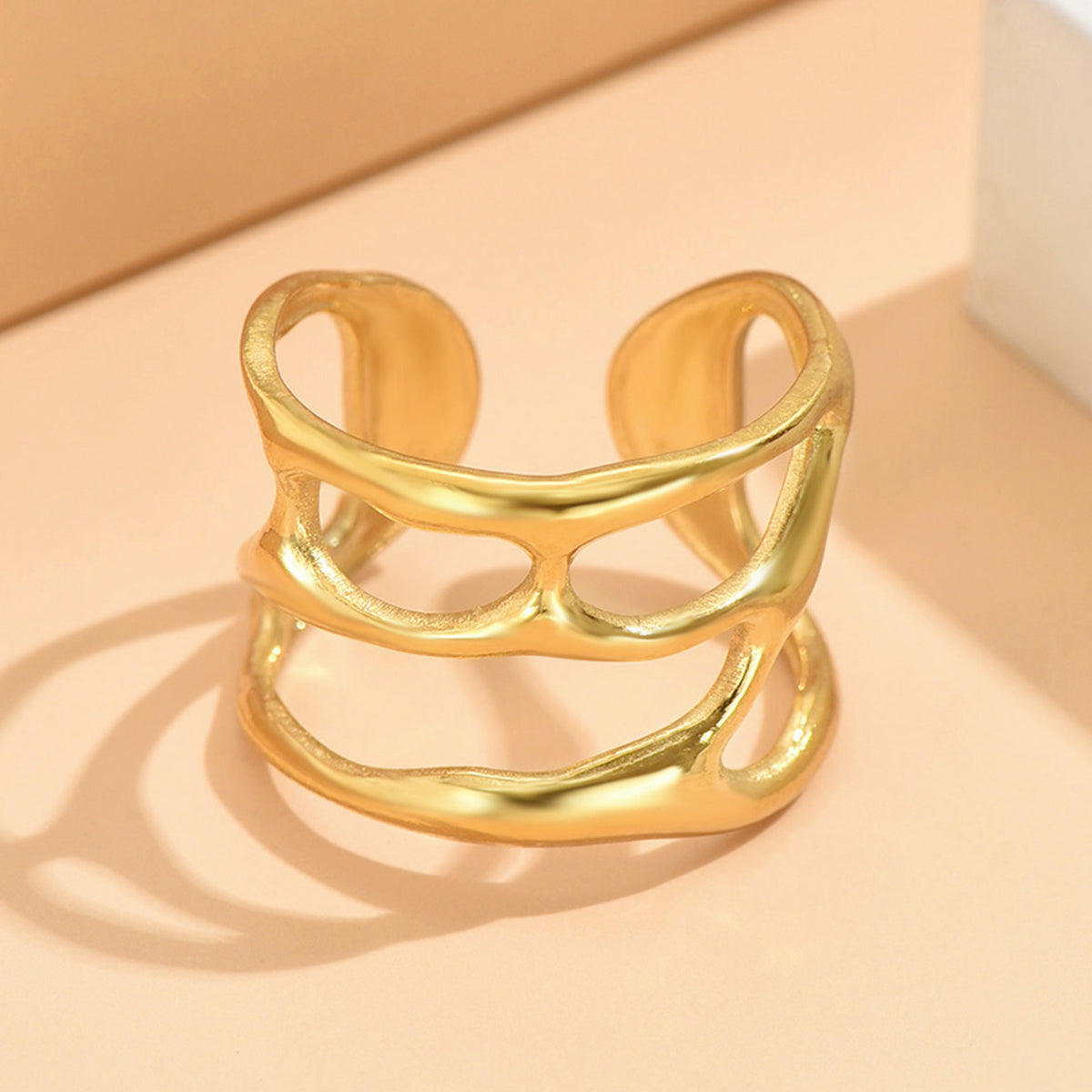 Adjustable Stainless Steel Hollow Open Ring