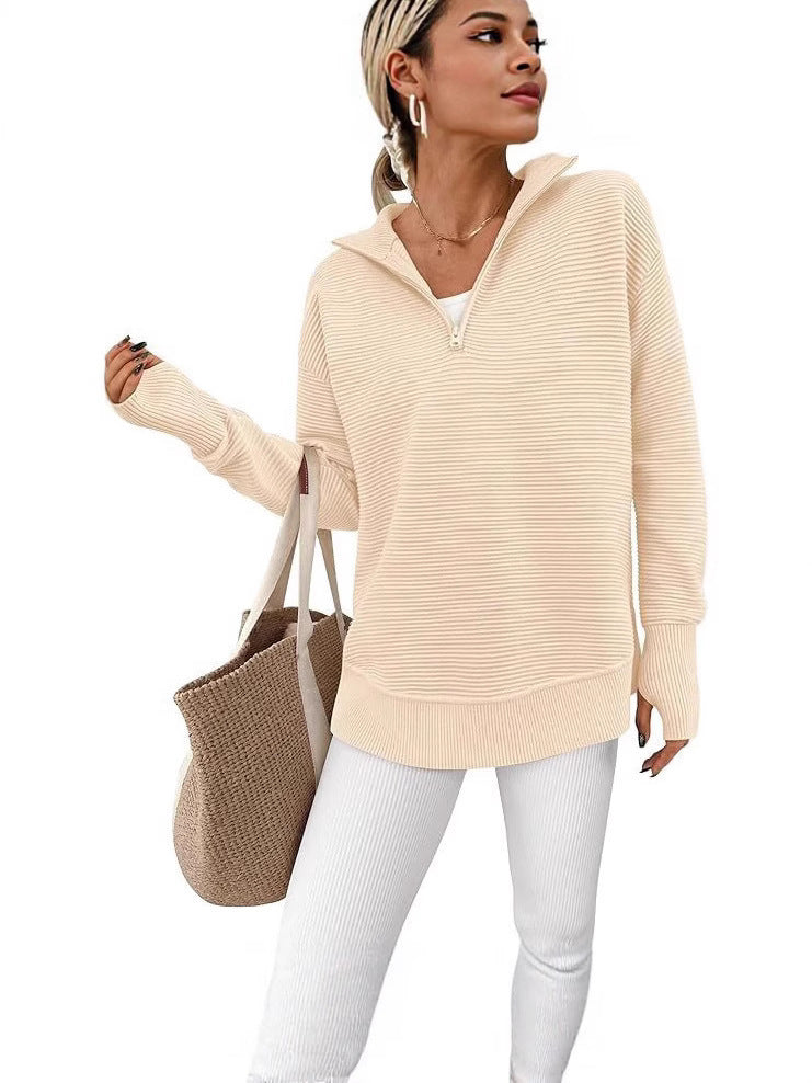 Ribbed Knitted Sweater Pullover for Women