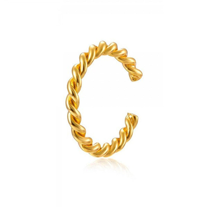 Light Luxury Zircon Inlaid 18K Gold Copper Ear Clip for Unisex