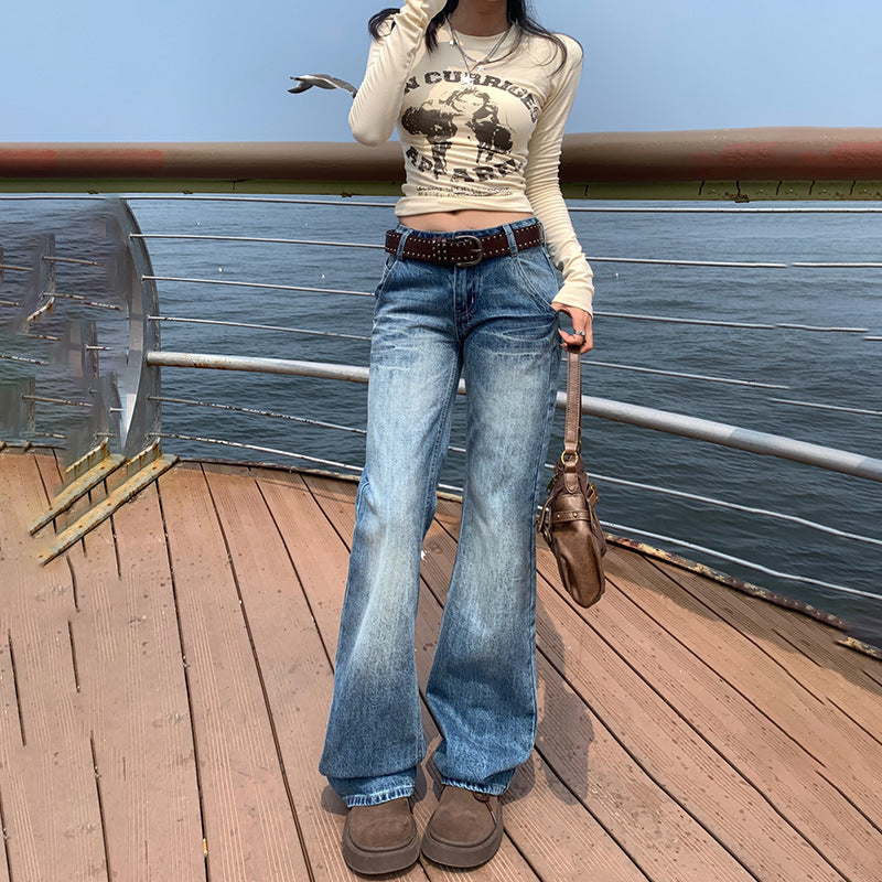 Retro Low-Waisted Bootcut Jeans for Women