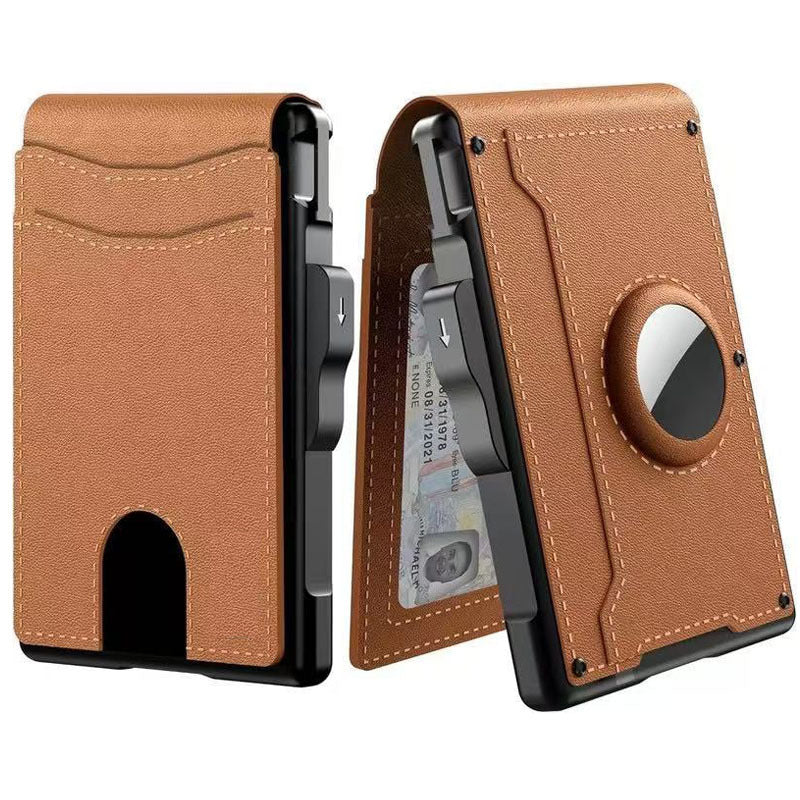 Men's Card Holder, Metal Anti-Magnetic Anti-Theft Automatic Card-Ejecting Wallet, Credit Card and Business Card Case Wallet