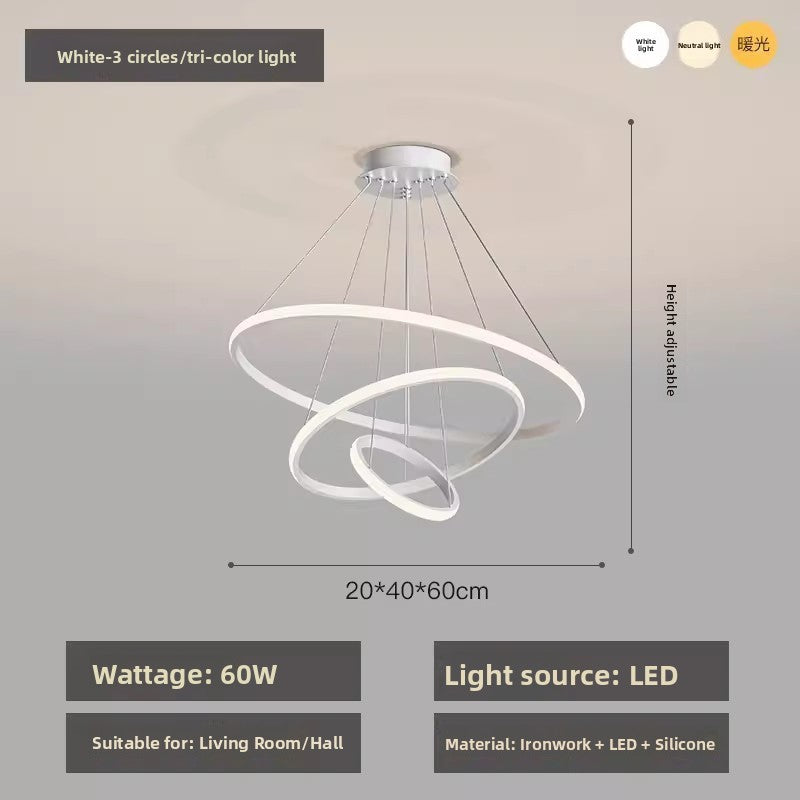 Modern Three Ring LED Chandelier