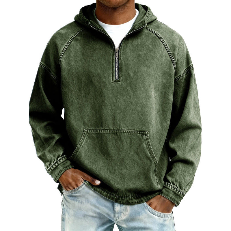 Men's Retro Half-Zip Hooded Sweatshirt