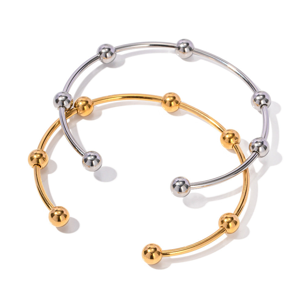 Amazon explosions do not fade titanium steel bracelet light luxury very simple wind steel ball stainless steel bracelet accessories new wholesale