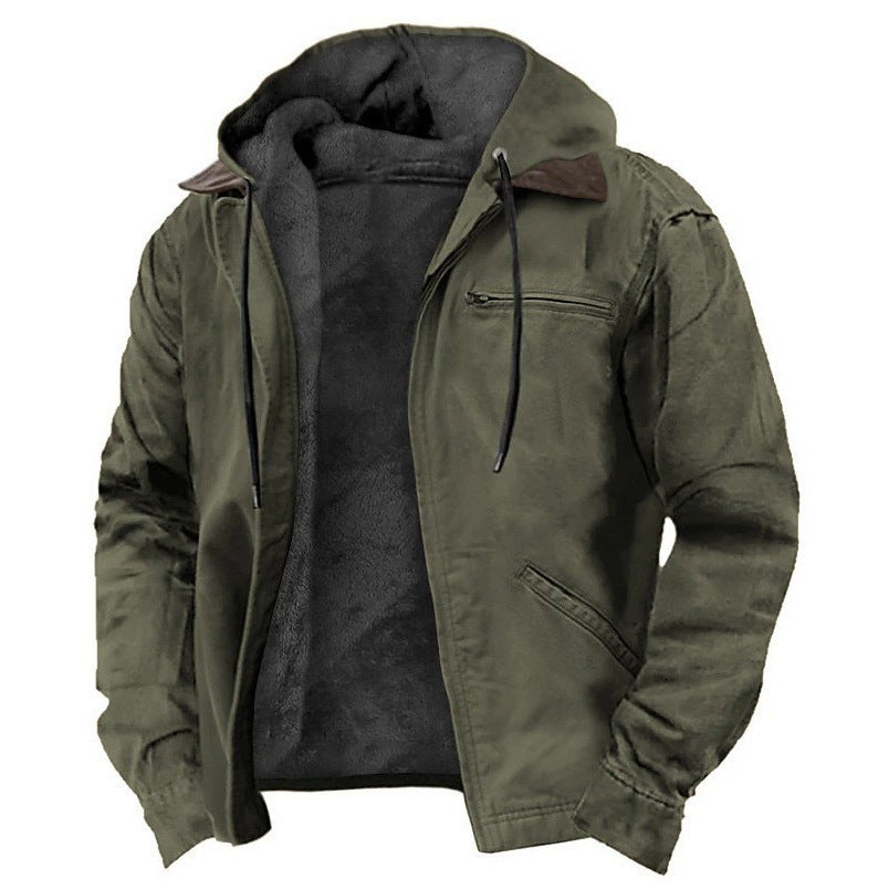 Mens Fleece-Lined Hooded Jacket