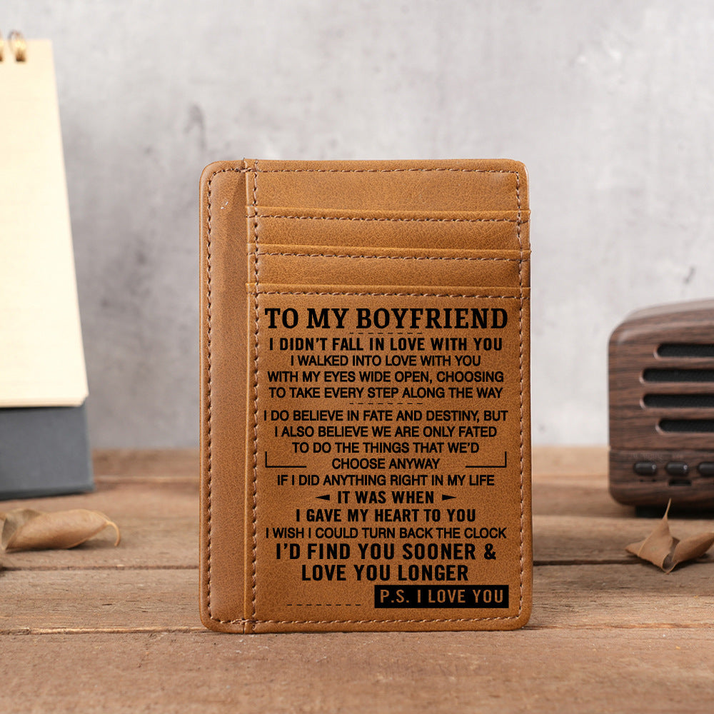 Ultra Thin Laser Engraved PU Leather Card Holder Wallet