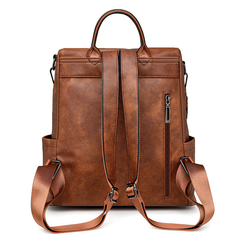 Women PU Vintage Backpack Tassel Dual-Color