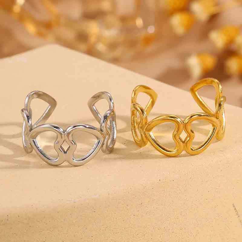 Adjustable Stainless Steel Opening Ring with Celestial Designs