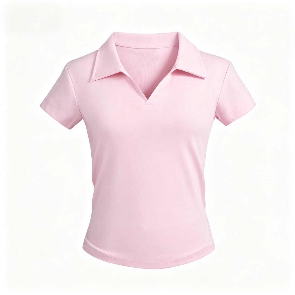 Small V-Neck,Short Fit, Waist-Cinching, Slim Fit Short-sleeve T-shirt