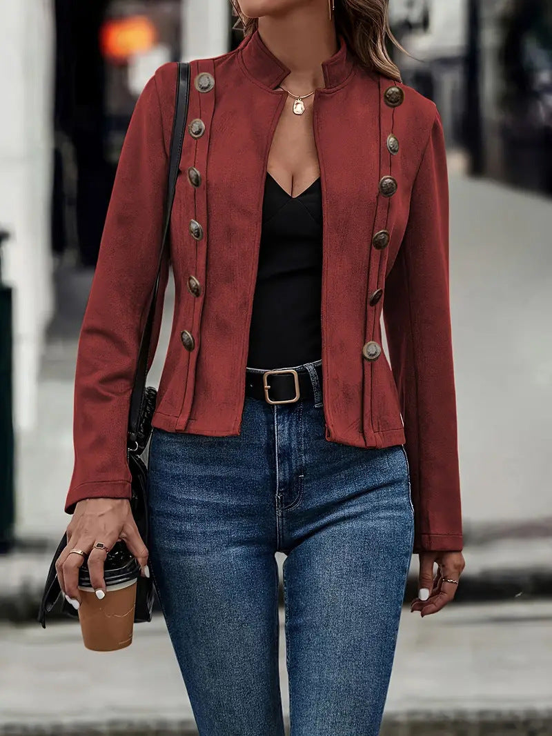 Womens Retro Suede Double-Breasted Coat