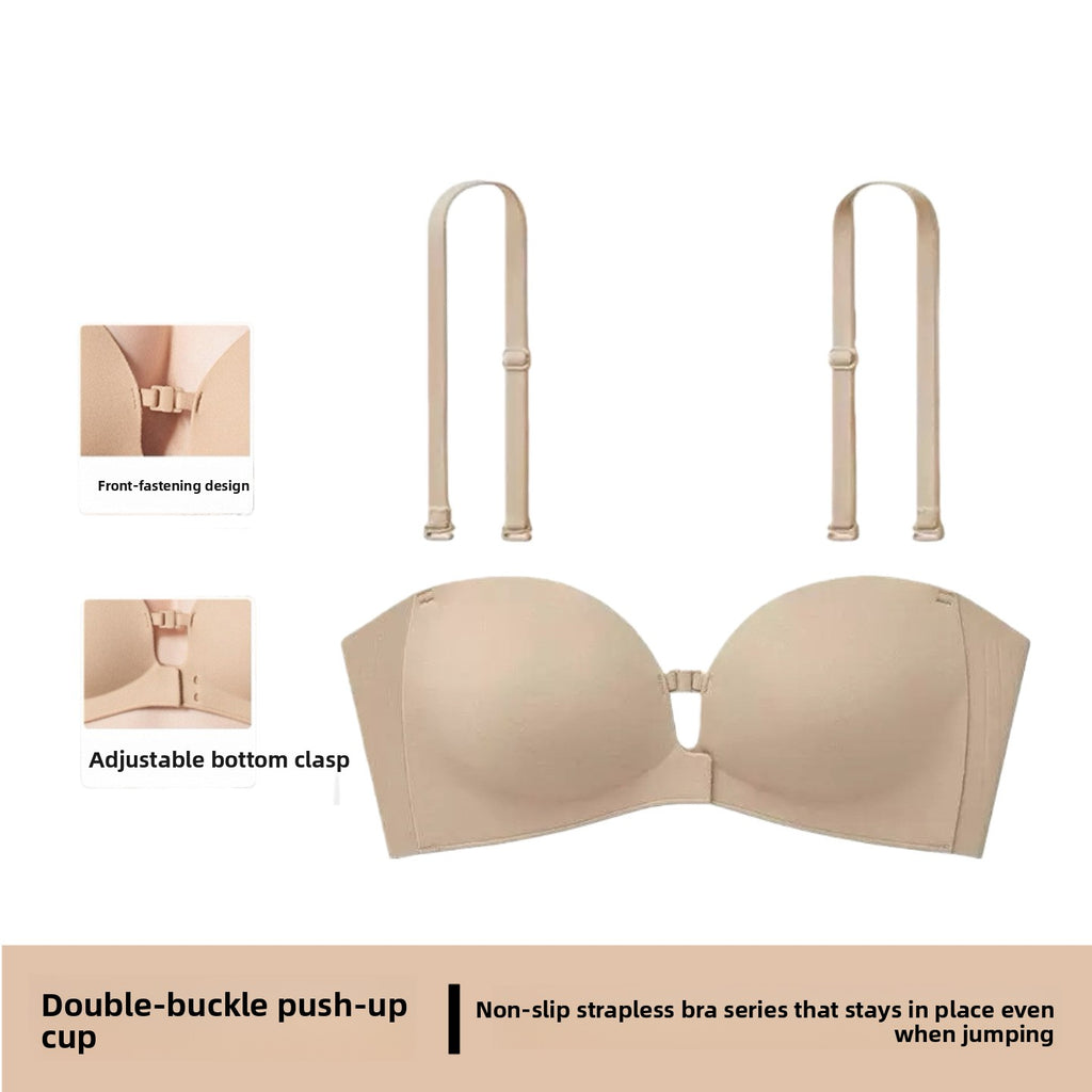 Strapless Front Clasp Push Up Bra