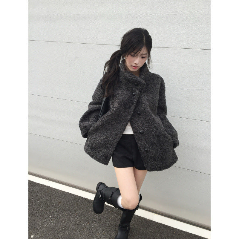 French Retro Fur Collar Warm Coat