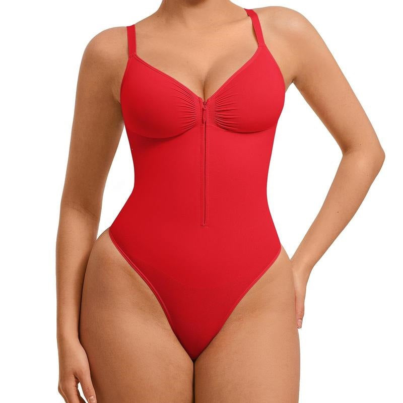 V-Neck Zip Front Bodysuit