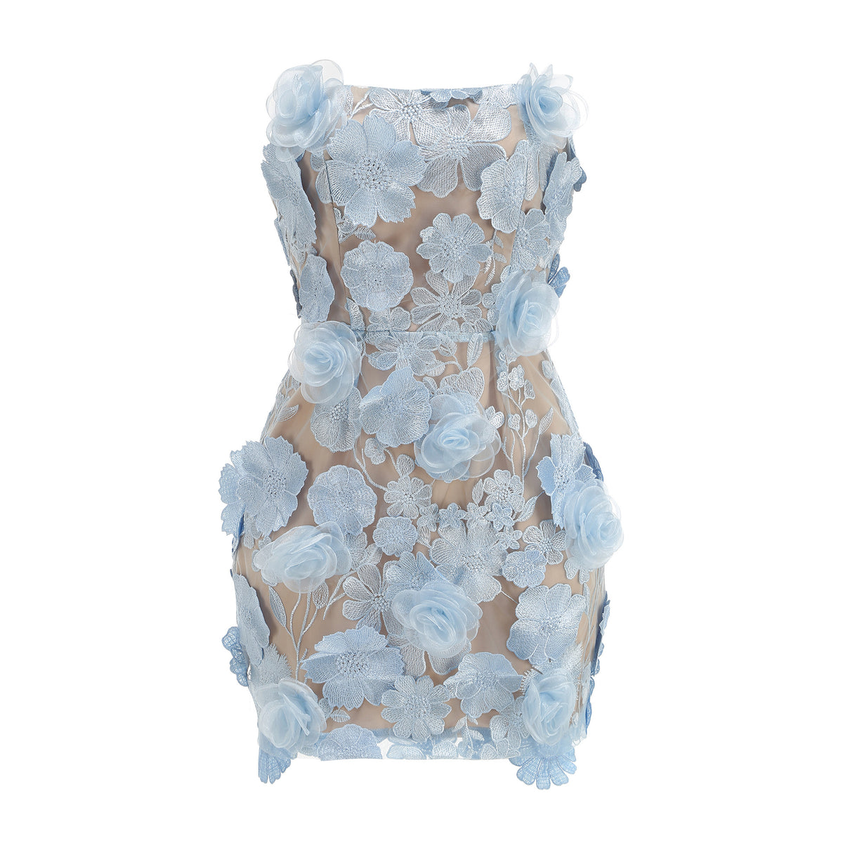 flower-shaped figure-hugging and midriff-baring short skirt