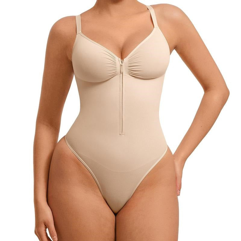 V-Neck Zip Front Bodysuit