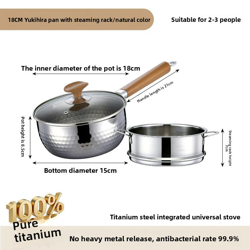 Pure Titanium Hammered Texture Cooking Pot with Steamer