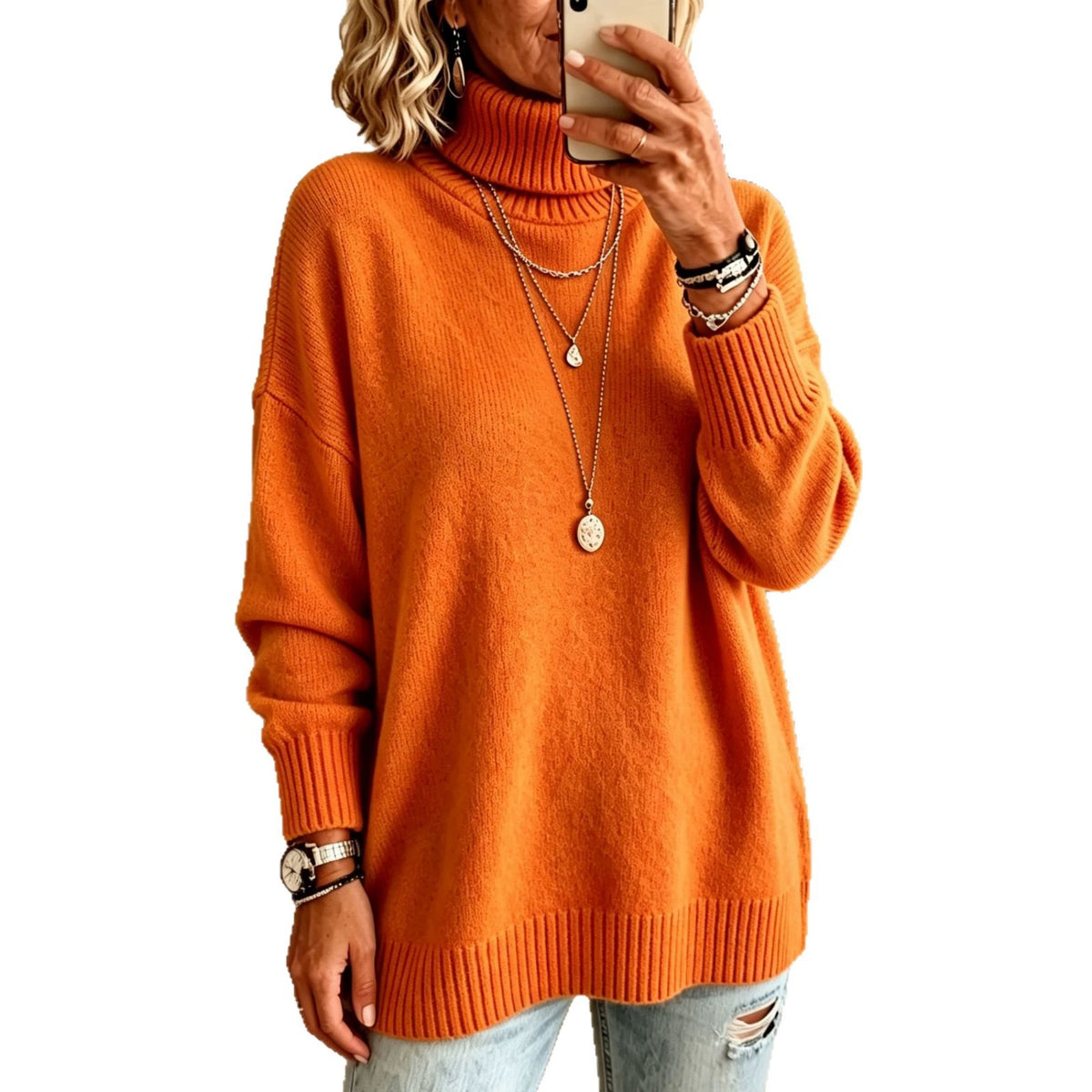 Women's High-Neck Knit Sweater