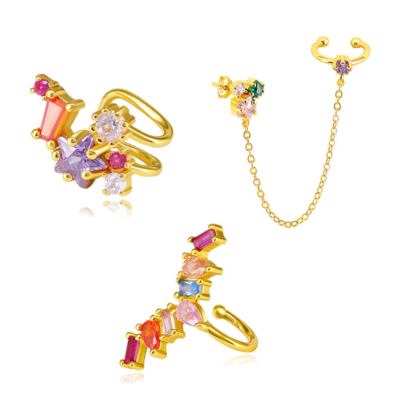 Color zircon ear clip