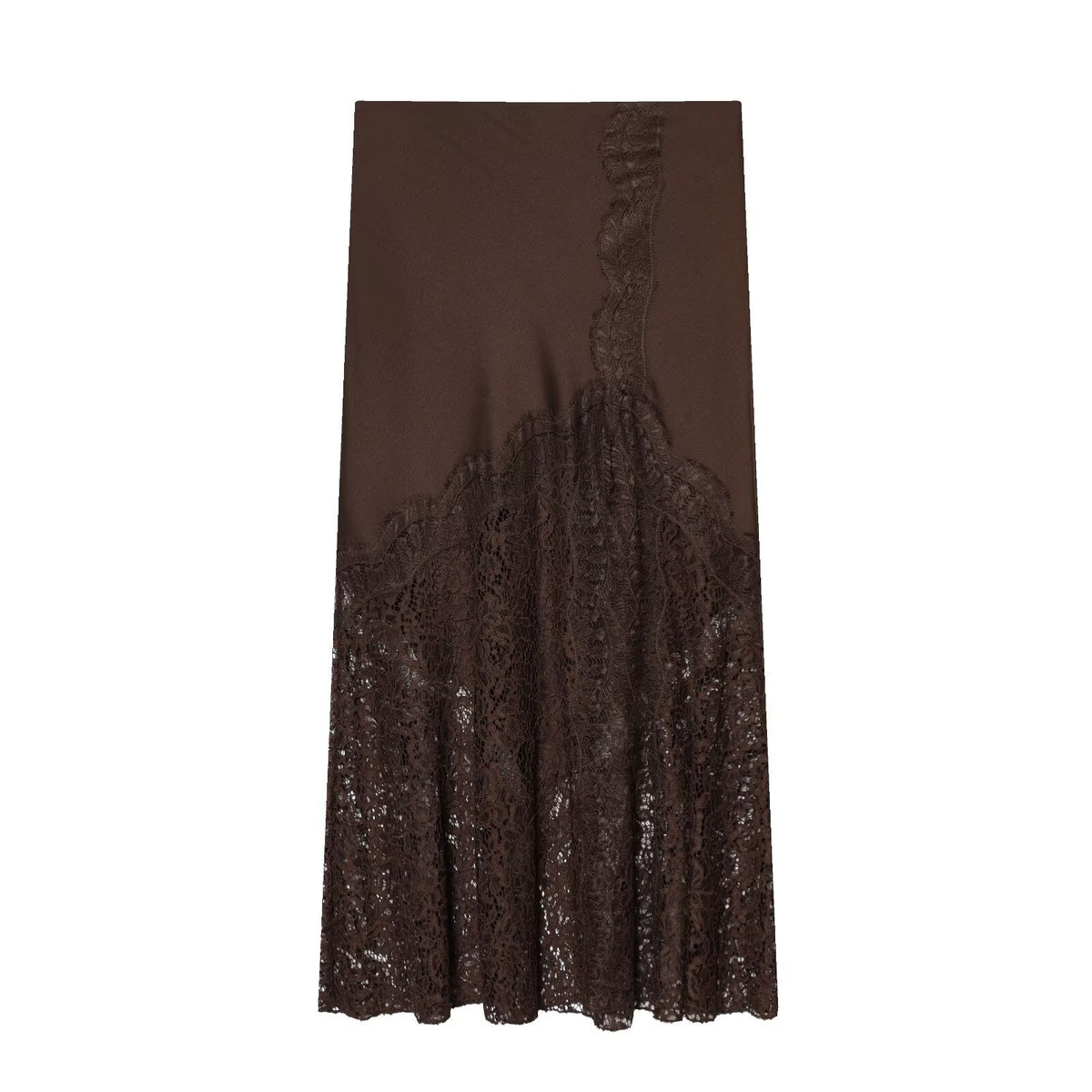 Lace Detail Satin Skirt