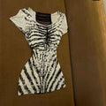 Printed Round Neck Short Sleeved Dress