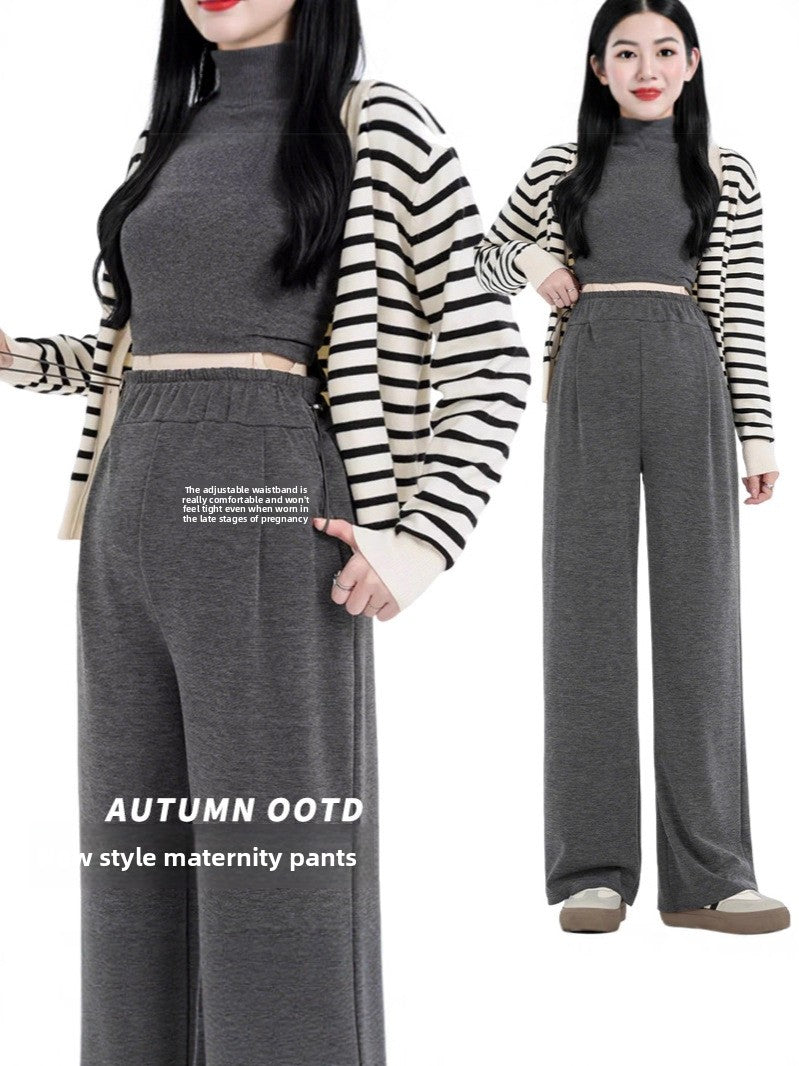Maternity Wide-Leg Fleece-Lined Warm Leggings