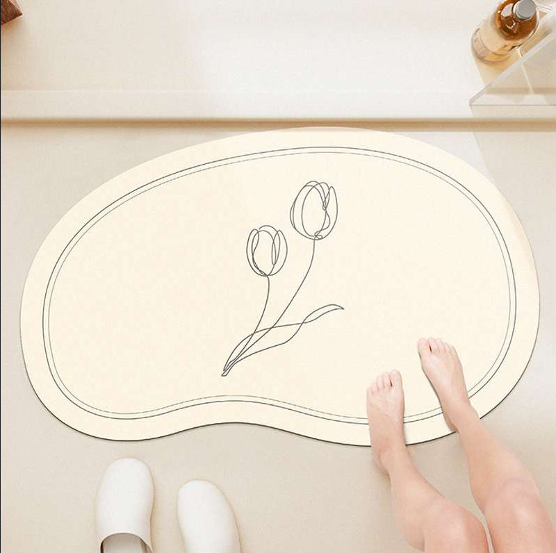Japanese-style simple shower room door, absorbent floor mat household entrance, entrance cat floor mat solid color bathroom door mat