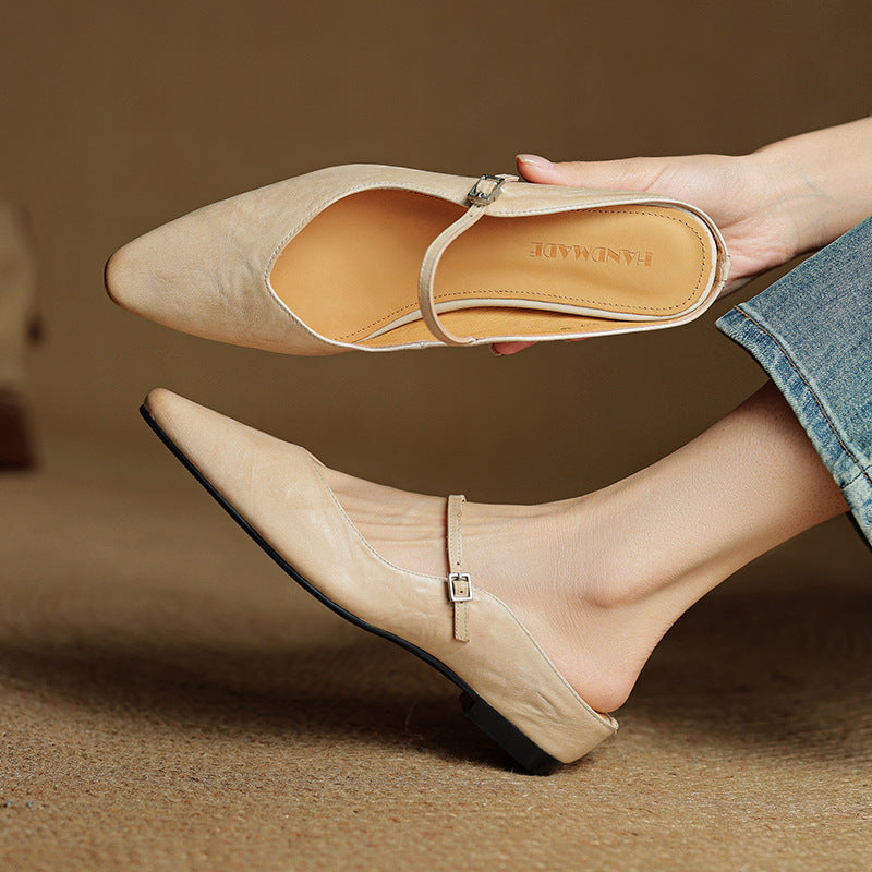 Womens Retro Pointed Toe Slip-On Slippers