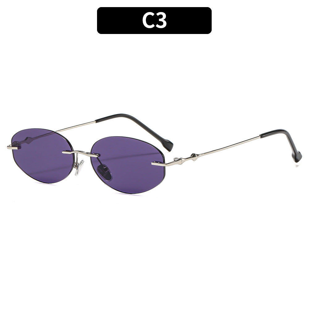 Frameless Oval UV400 Sunglasses