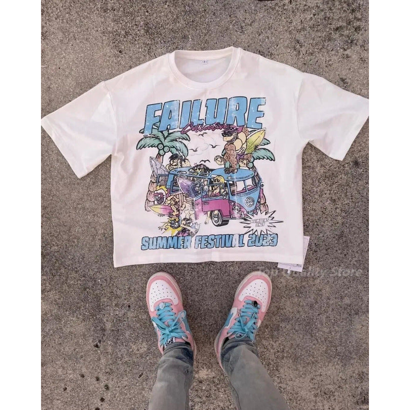 Oversized Skull Print Cotton T-Shirt